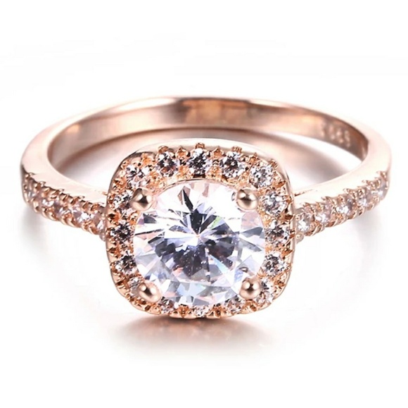 Rose Gold Round Brilliant Cut Halo Engagement Ring - Picture 6 of 8